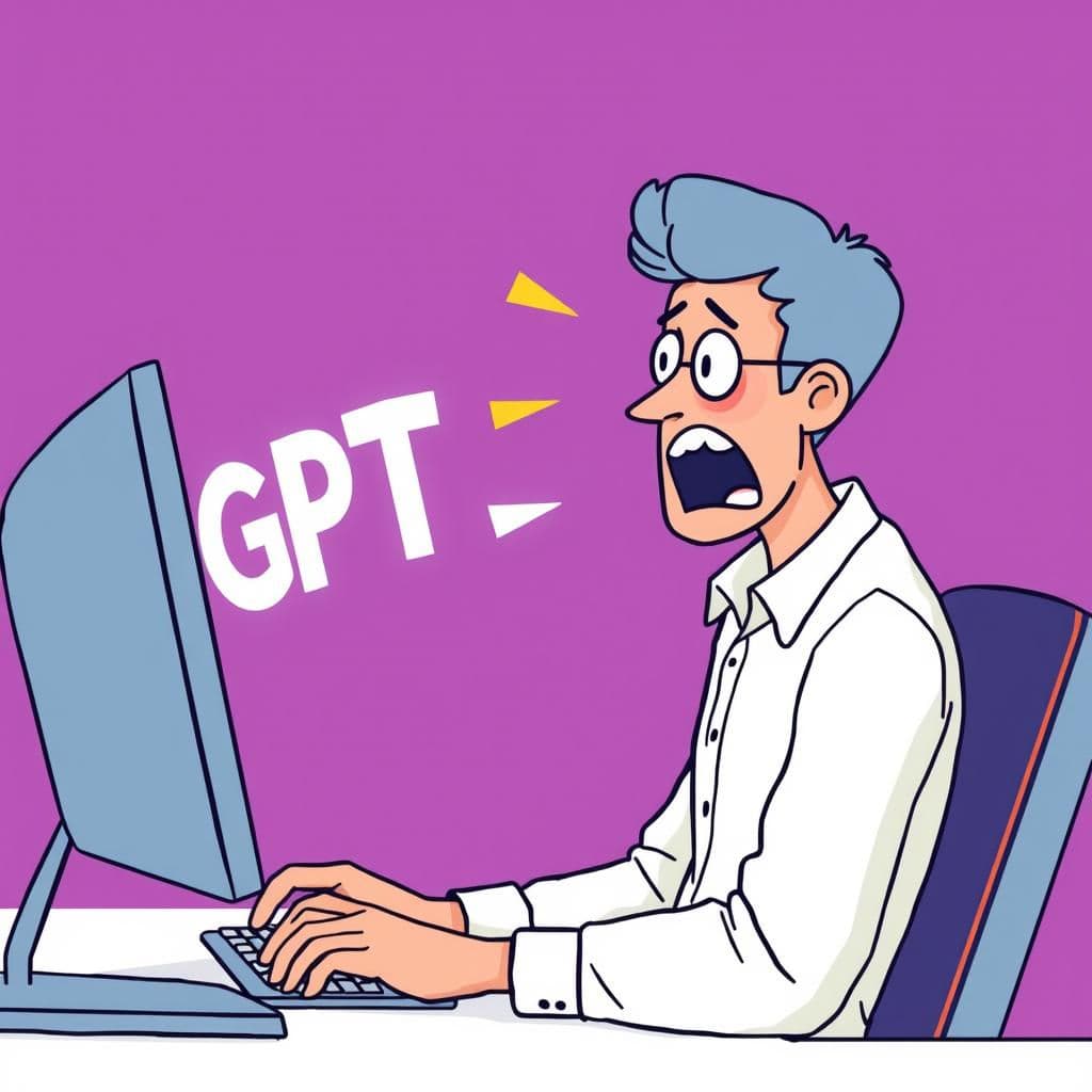 Person working on computer with shocked expression