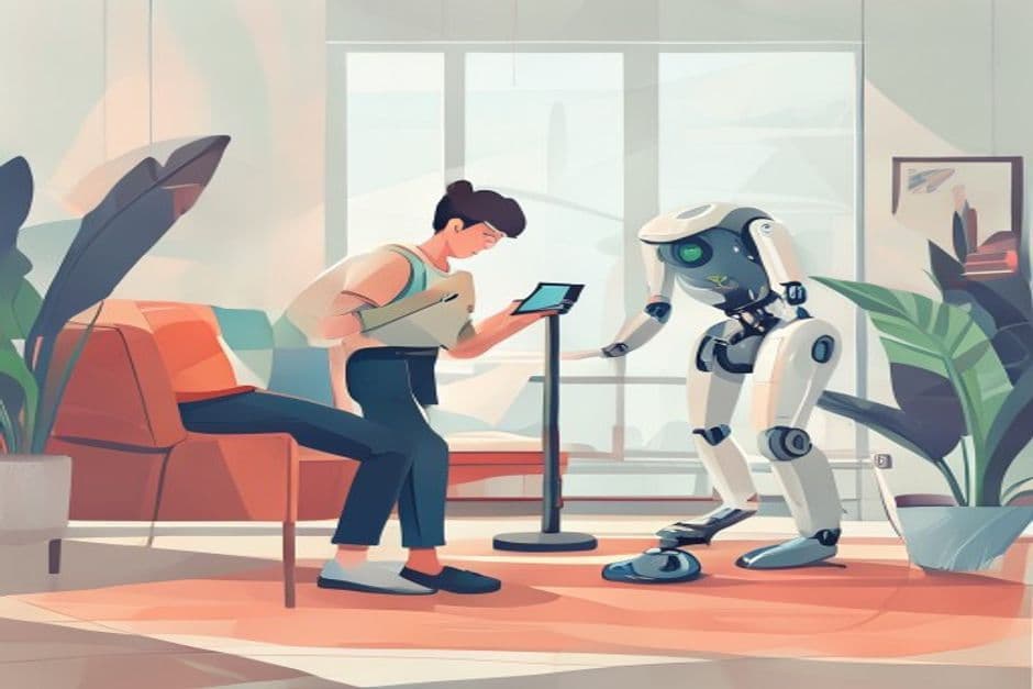 person controlling robot vacuum