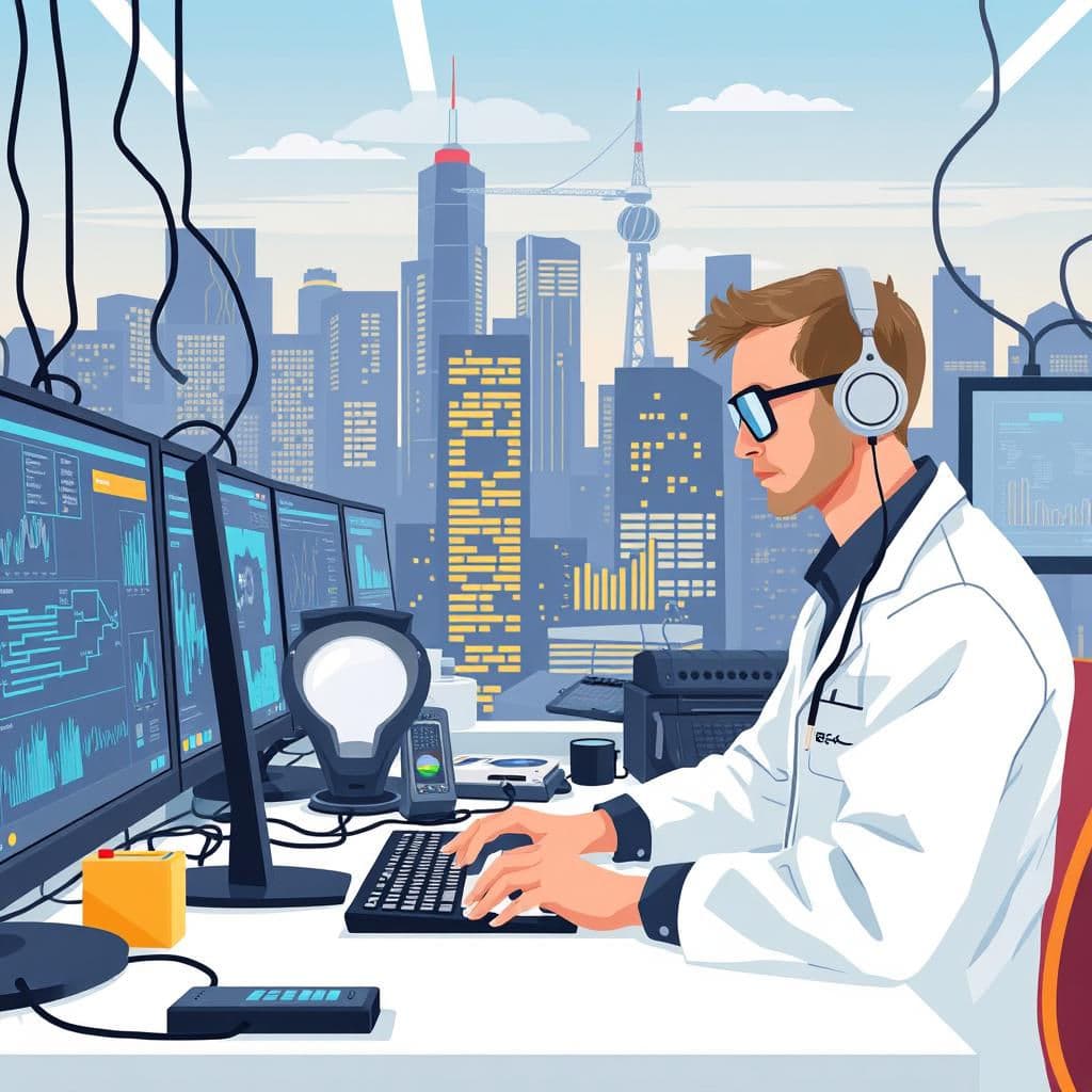 AI researcher at work in a lab
